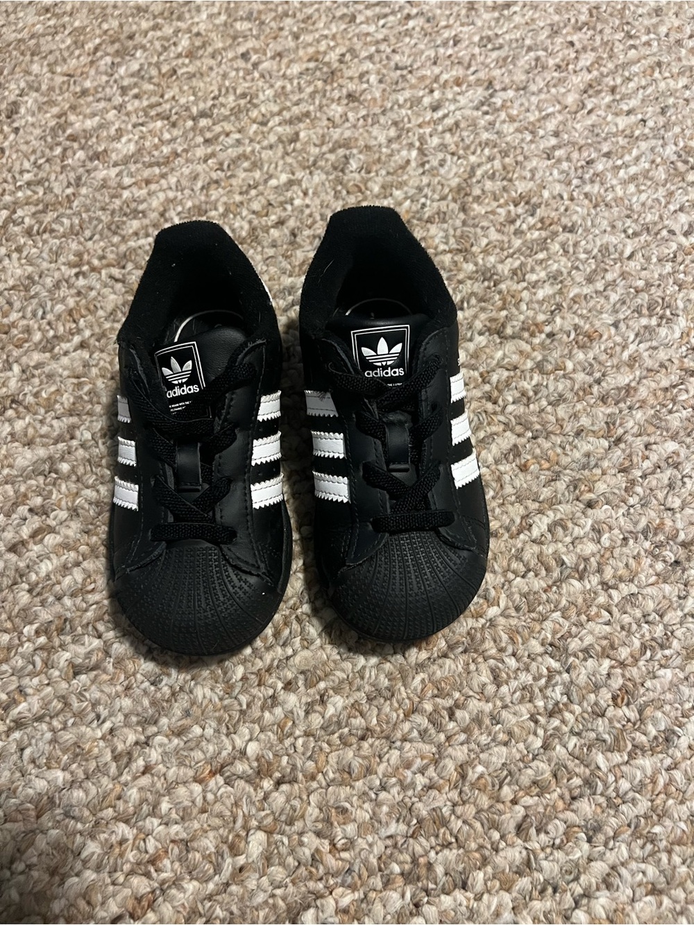 adidas Kids Black Sneakers with White Three Stripes